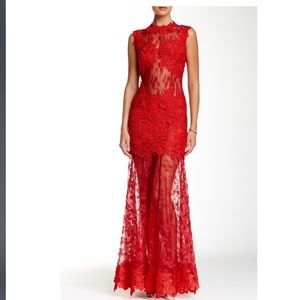 Issue New York Red Lace Gown